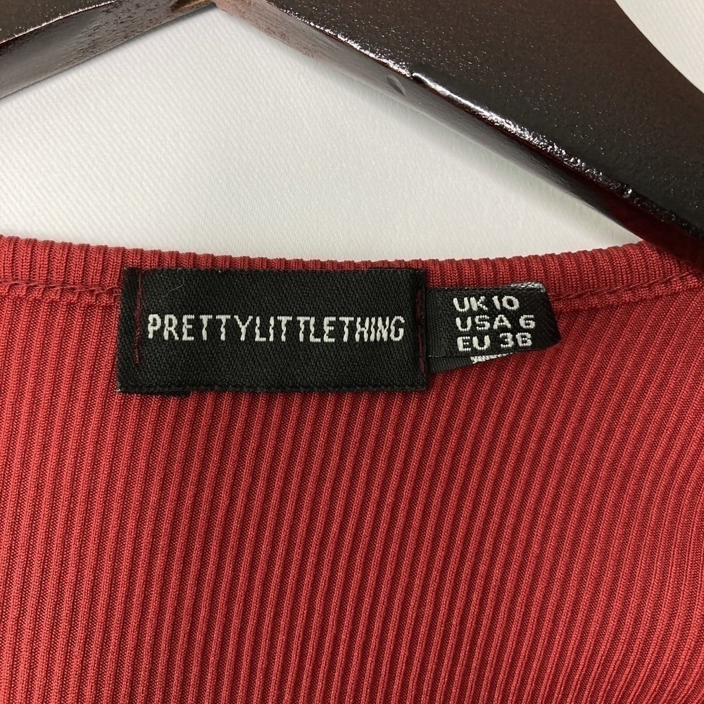 PrettyLittleThing Ribbed Tie Side Wrap Top Size 6 - Picture 5 of 9